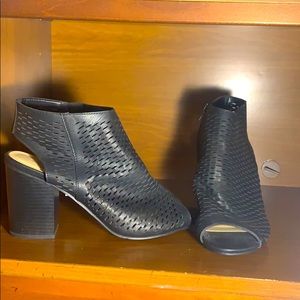 Peep toe heeled booties